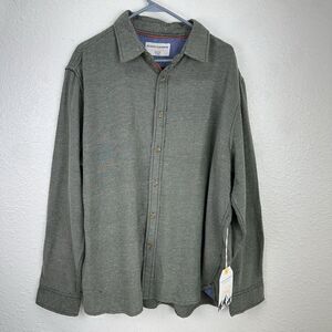 NEW Hudson & Barrow Flannel Shirt Mens Green Herringbone Long Sleeve Casual XL